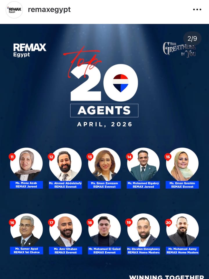 RE/MAX Jareed agents Mohamed Gabry and Mona Azab recognized among RE/MAX Egypt's Top 20 Agents