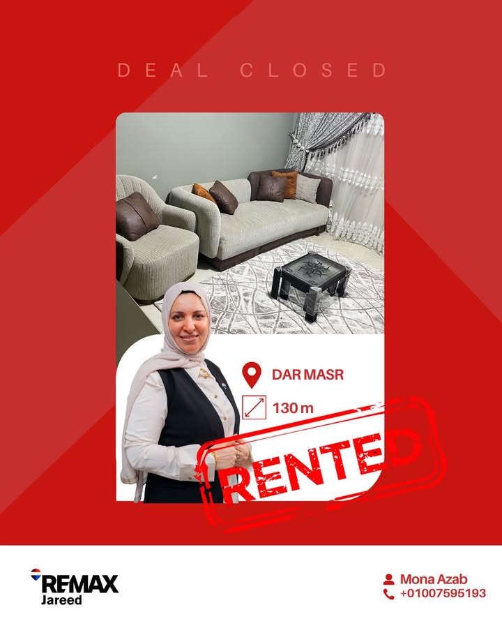 Mona Azab RE/MAX Jareed Property Consultant rental success Dar Masr